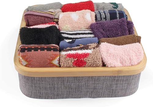 Vista 4 de BambooMN Organizador de cajones de tocador, bambú - 3 celdas - marrón