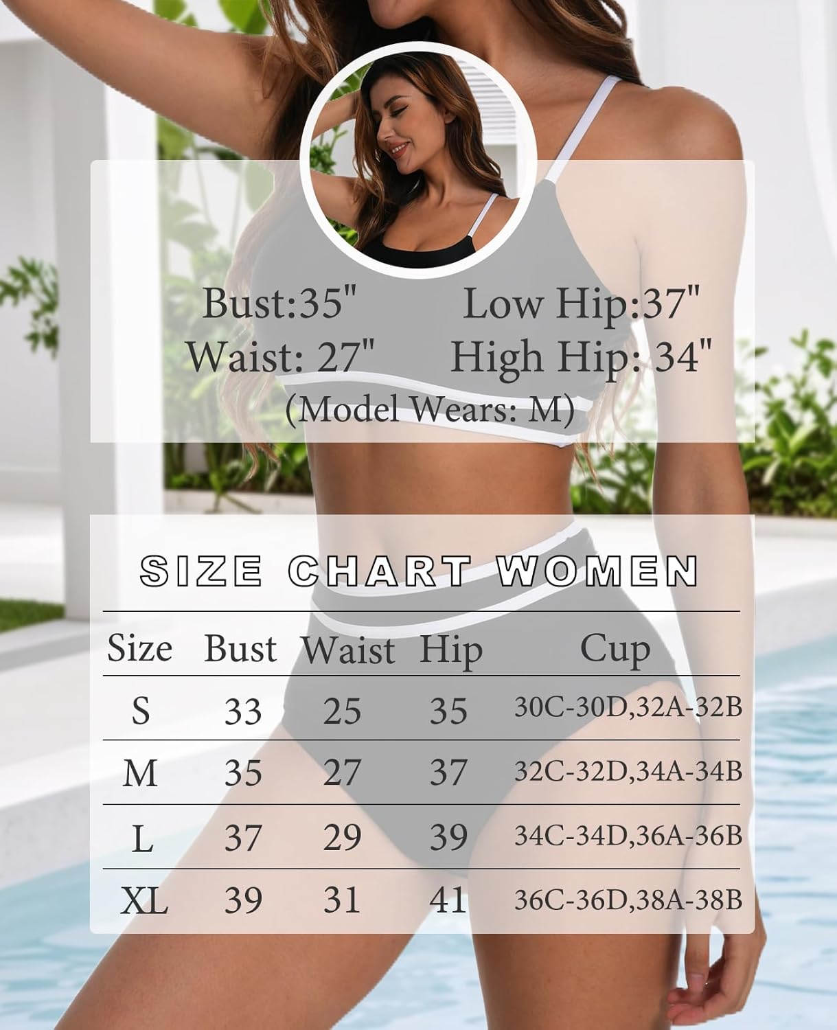 karrack Womens High Waist Bikini Sets Sporty Color Block Two Piece Swimsuits Adjustable Straps Bathing Suits - Image 6