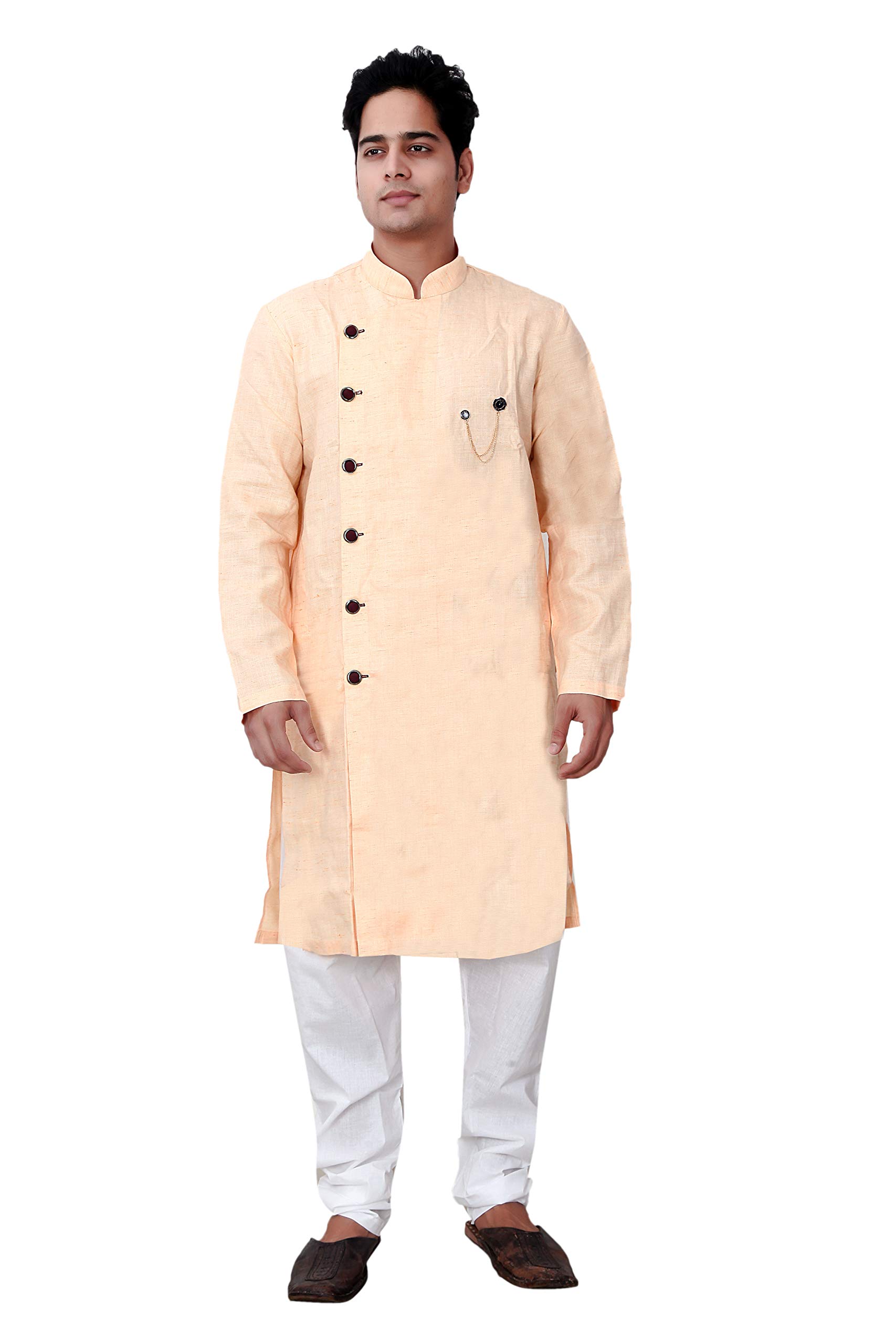 Men's Indo-Western Style Ethnic Set-102-Peach-image-8