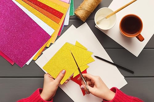 Vista 126 de 10 hojas de espuma con purpurina para manualidades, papel de cartulina A4, papel adhesivo autoadhesivo para construcción de Navidad, álbum de Azul