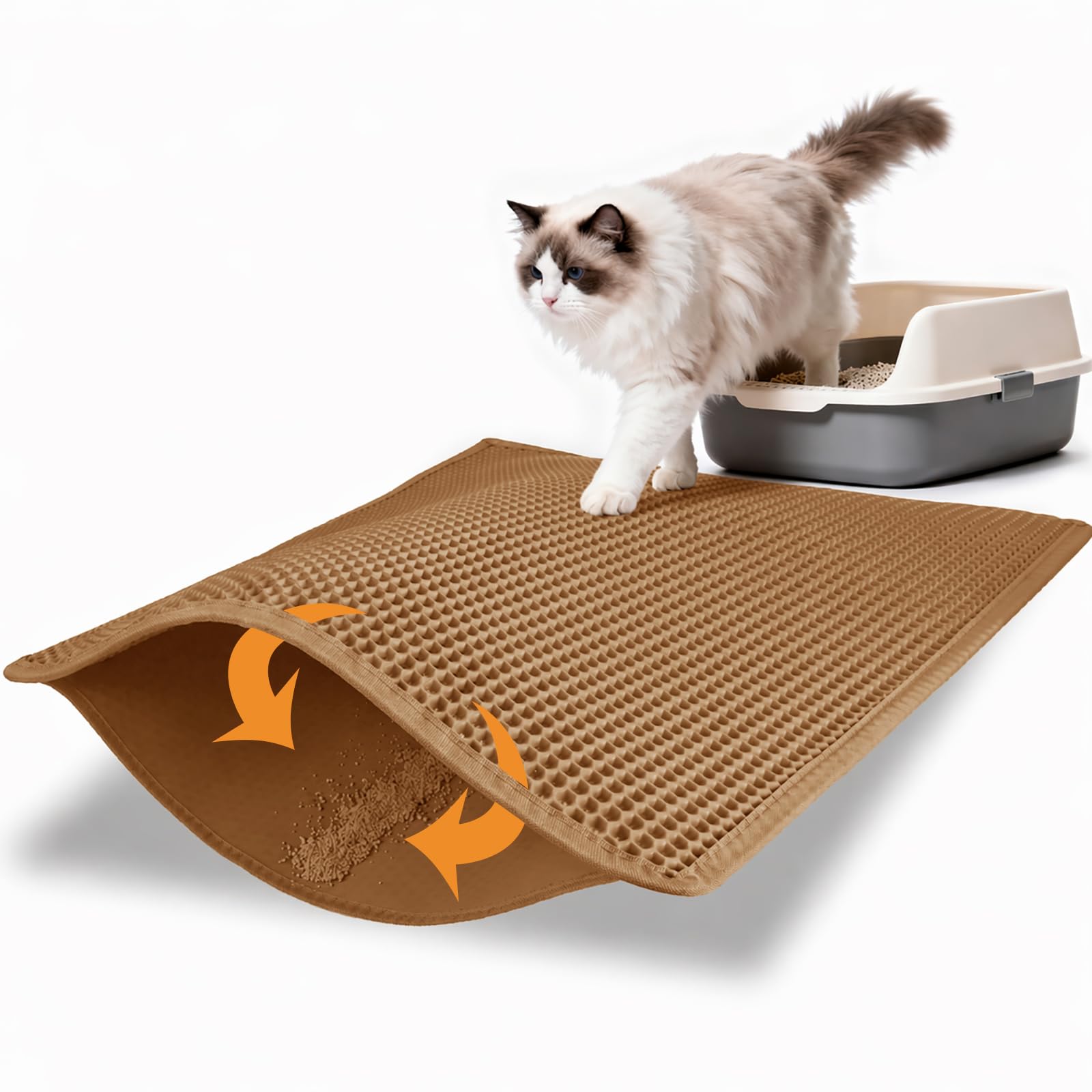 Pieviev Litter Mat, Double-Layer Waterproof Litter Trap, 30" x 24" Brown
