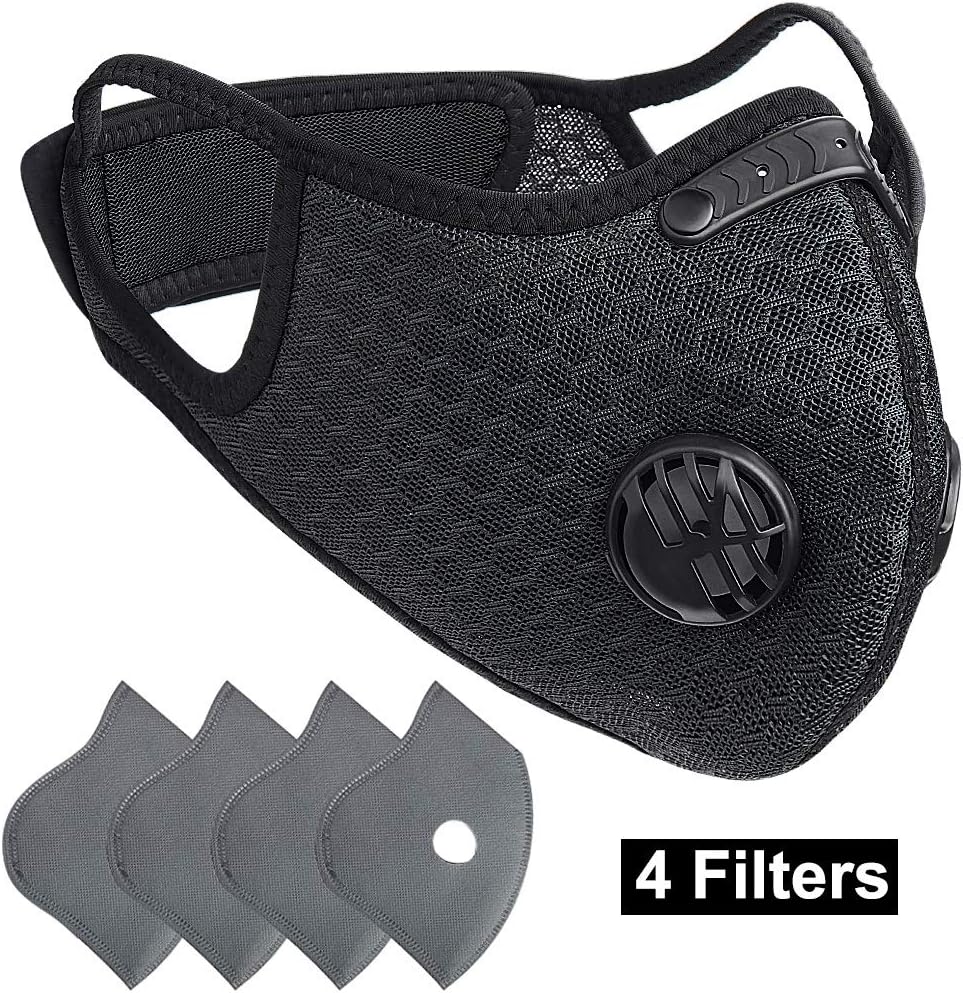Sport Dust Mask Activated Carbon Filtration, Exhaust Fumes Anti Pollen & Allergy Urban Pollution Cycling running hiking gardening DIY fitness training Outdoor Face Mask Starter Training Mask for Men a