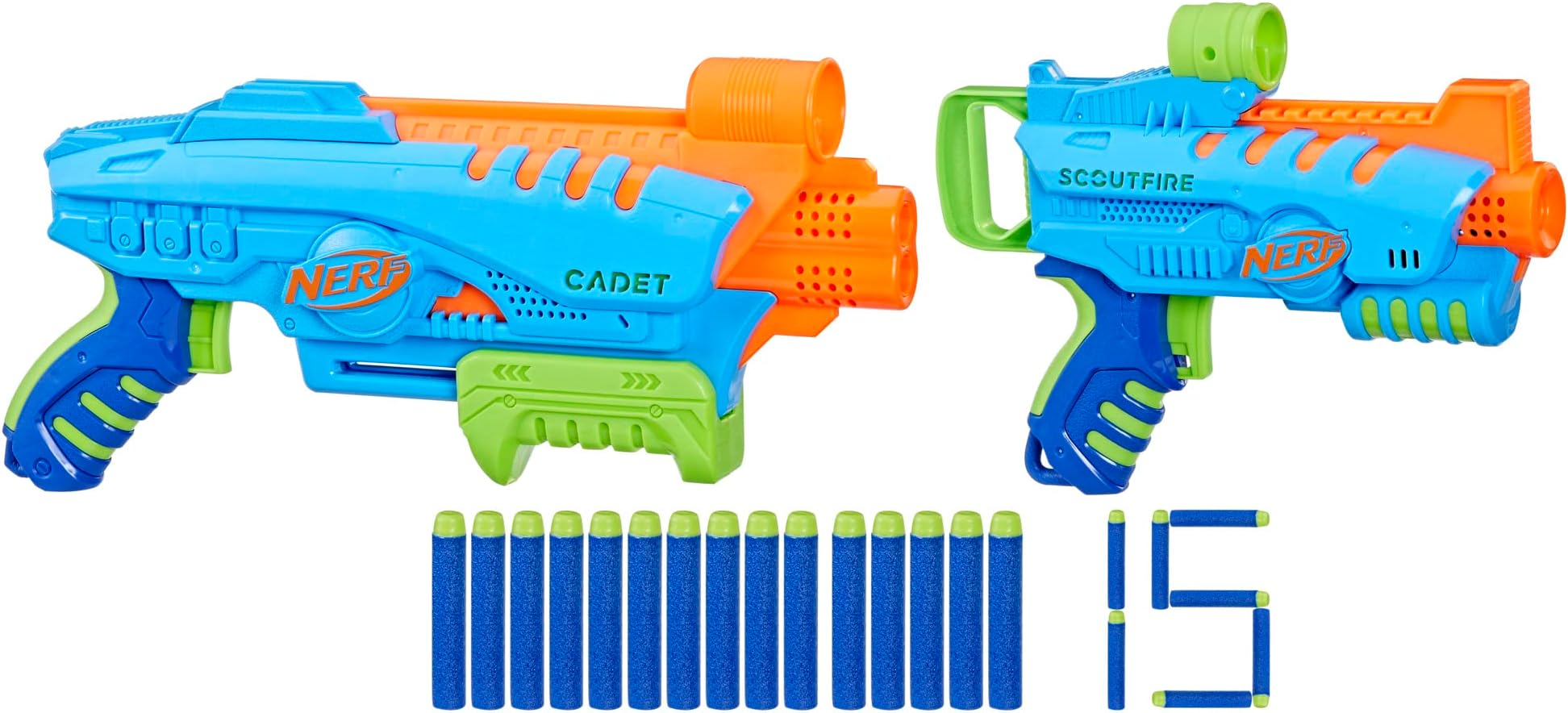 Elite Junior Ultimate Starter Set, 2 Easy Play Blasters, 15 Darts for Kids Outdoor Games, Ages 6 & Up