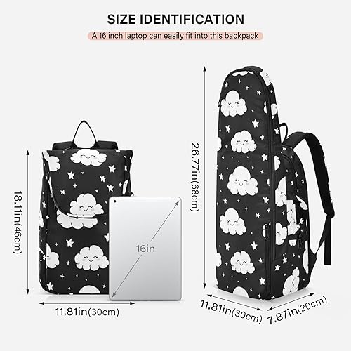 Miniatura 3 de Unisex Tennis Bag Waterproof Cartoon Happy White Cloud Black Sports Tennis Badminton Bag Case for Women Men raquetas Denis para principiantes