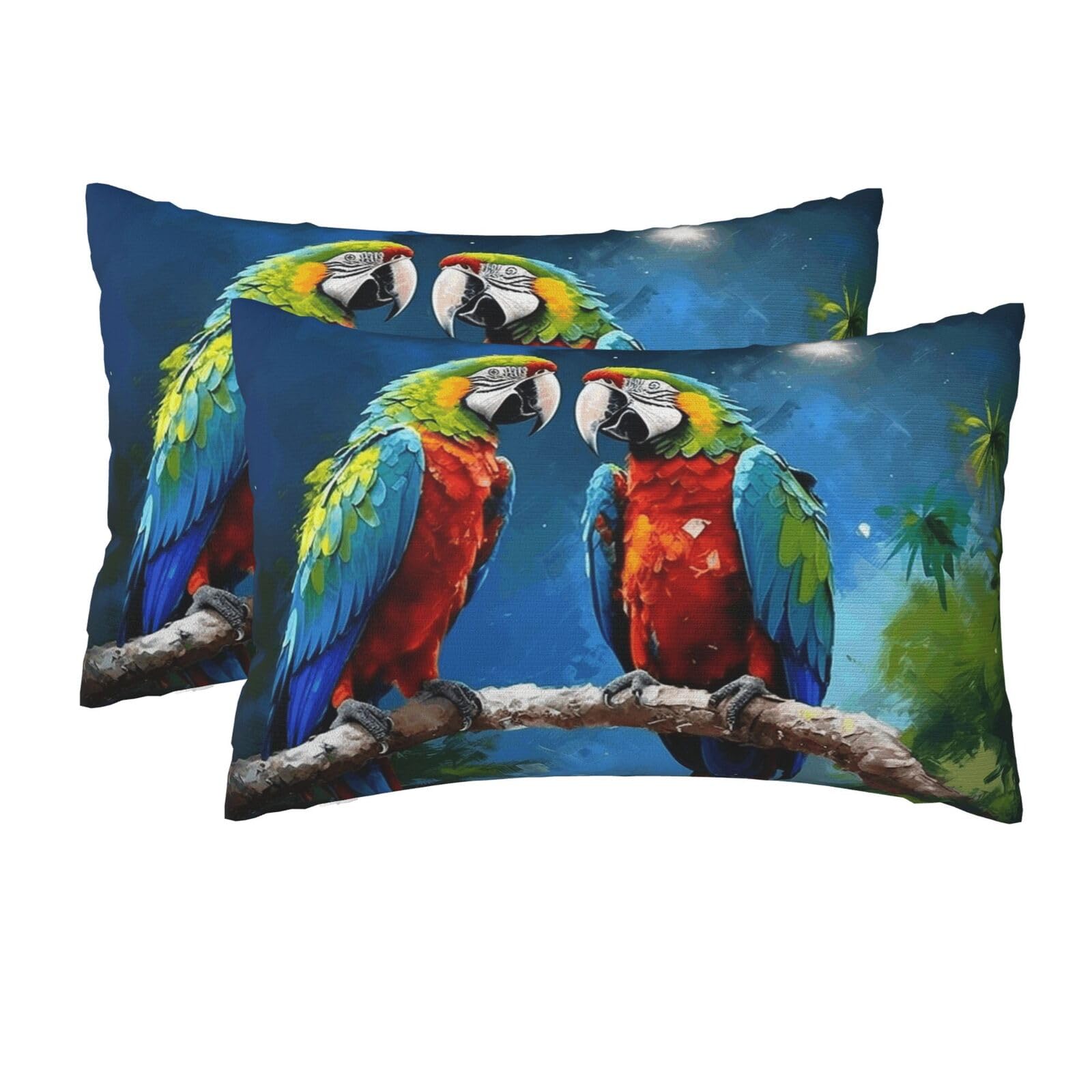 2 Pack Queen Pillow Cases with Hidden Zipper, Soft Breathable Pillow Covers for Hair and Skin, Parrots Pillowcases 20"x30" Bed Pillow Protectors Cover for Sleeping Gifts