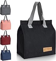 FERNYE Waterproof Insulated Lunch Bag for Women & Men - Reusable Thermal Cooler Tote for Work, Picnic, Travel (Light Black)