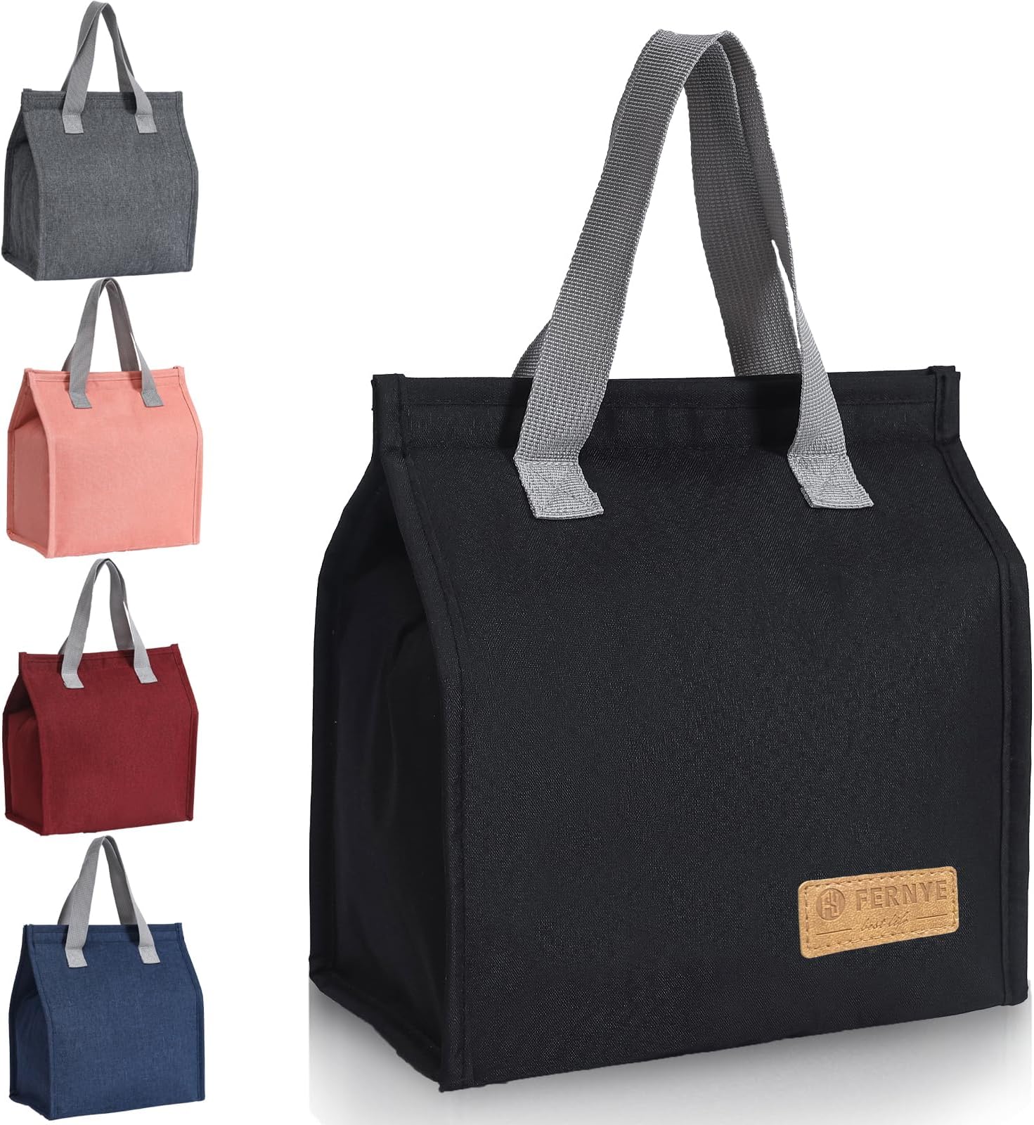 Lunch Bag for Women/Men,Waterproof Reusable Portable Lunch Tote,Lunch Box Bag.Thermal Cooler Bag Ideal for Work/Party/l/Travel/Picnic (Light Black)