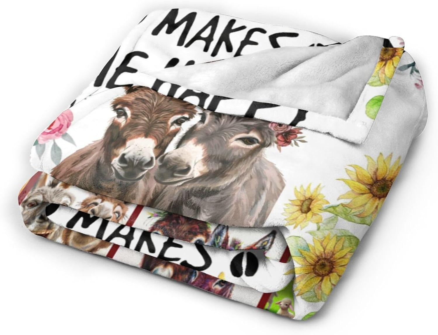 Donkey Blanket Soft Cozy Donkey Plush Throw Blanket Farm Donkey Bedding Stuff Decor Warm Lightweight Animal Flannel Fleece Blanket Gifts for Lover Girls Kids Boys Women Adults 60"x80"