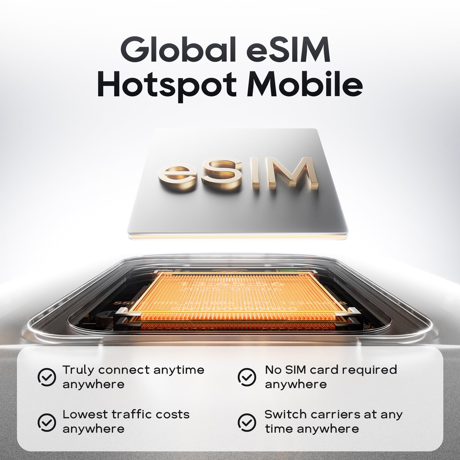 Tragbarer mobiler Hotspot – eSIM-fähiger globaler WLAN-Hotspot, Keine SIM-Karte/kein Vertrag erforderlich, 16 Geräte, über 180 Länder, kompakter WLAN【15 Tage kostenloses 5G-Datenvolumen in Europa】