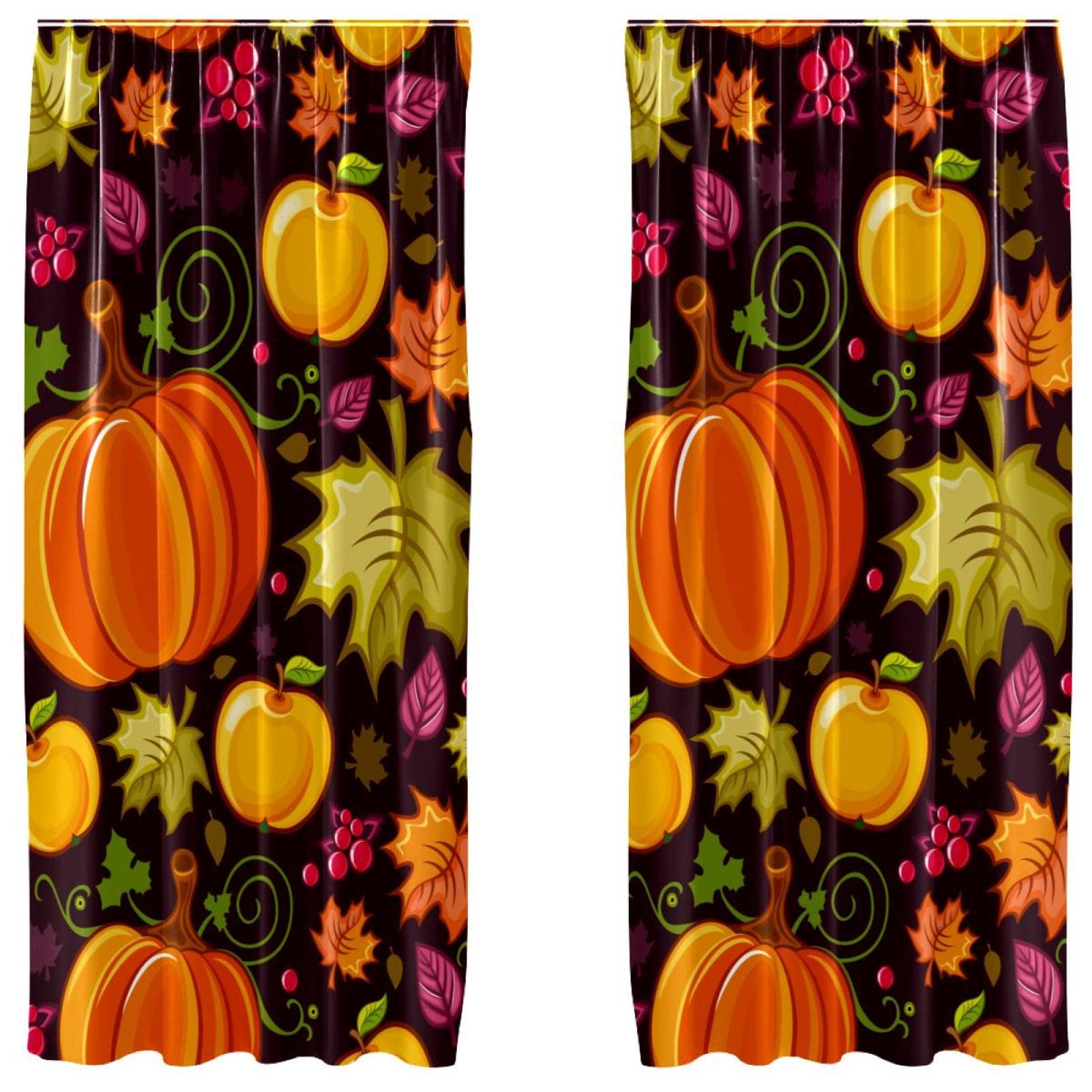 Cortinas de calabaza otoñal de 55x84 pulgadas para decoración de salón y dormitorio
