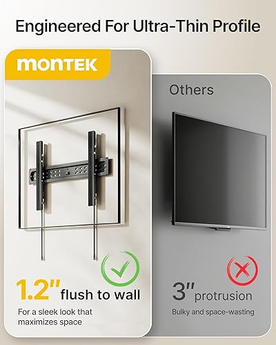 Miniatura 6 de monTEK Soporte de pared para TV inclinado ultra delgado para televisores planos y curvos de 43 a 95 pulgadas, perfil bajo de 1.2 pulgadas,