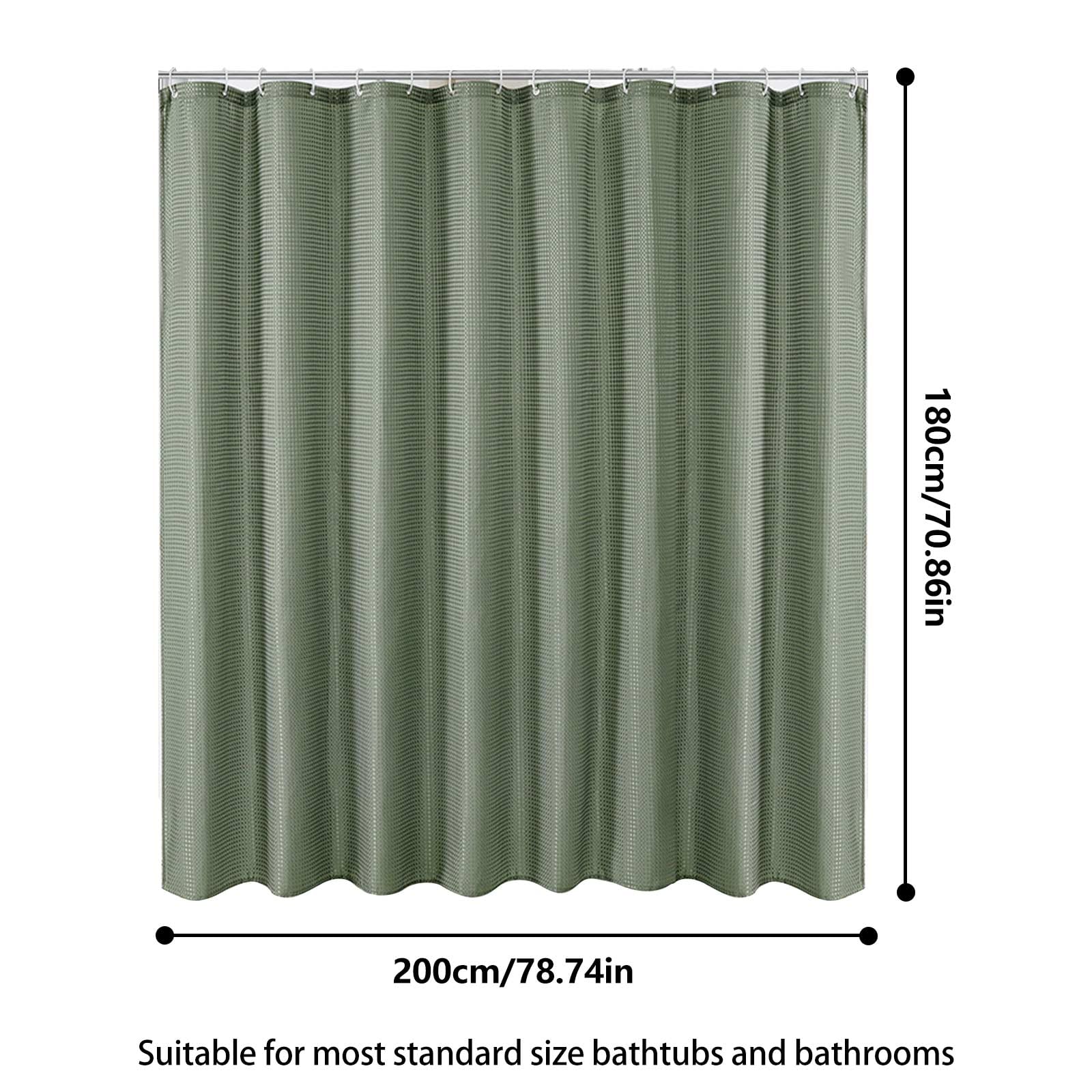 Tenda Doccia CTDMJ 180x200 Cm - Verde, Poliestere, Con 12 Anelli Metallici - Foto 7