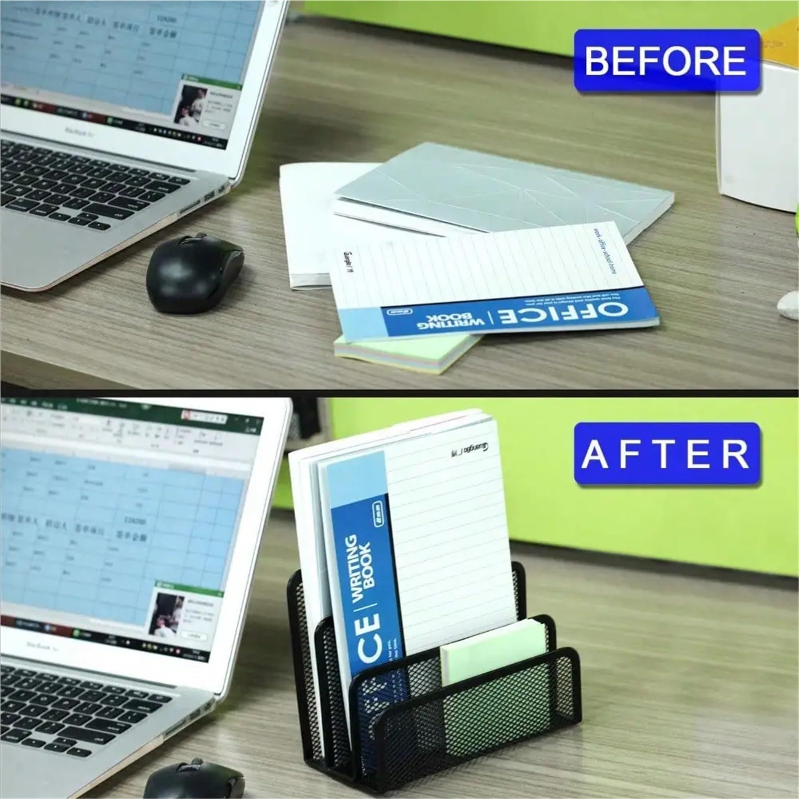 Stehsammler Desktop-Mail-Organizer mit 3 Fächern aus Metallgeflecht zur Aufbewahrung von Briefen und Dokumenten, Aktenhalter for den Schreibtisch