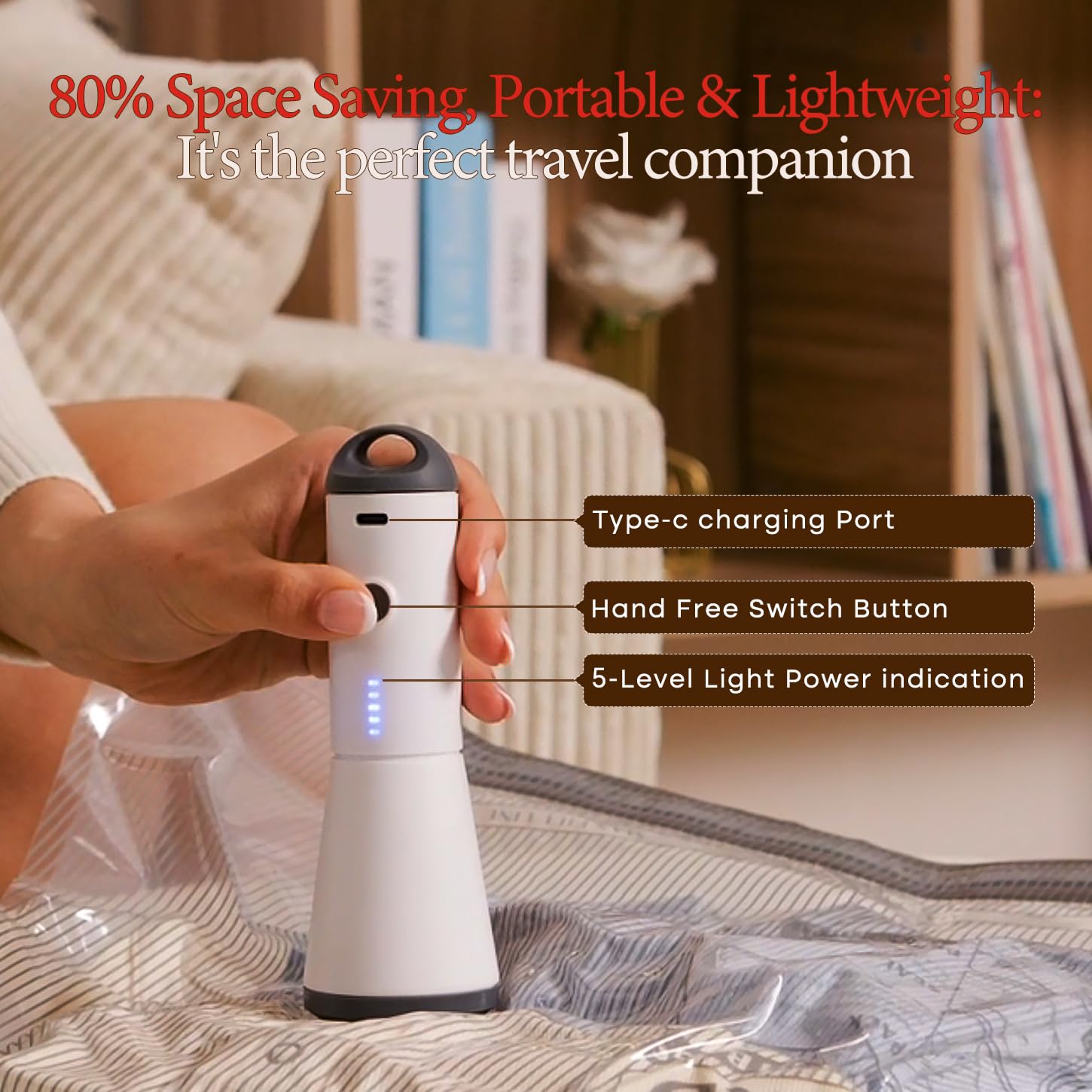 Vacbird Sacchetti sottovuoto da viaggio con pompa ad aria ricaricabile, confezione da 15 sacchetti a compressione per bagagli e valigie, salvaspazio per vestiti e abbigliamento da viaggio