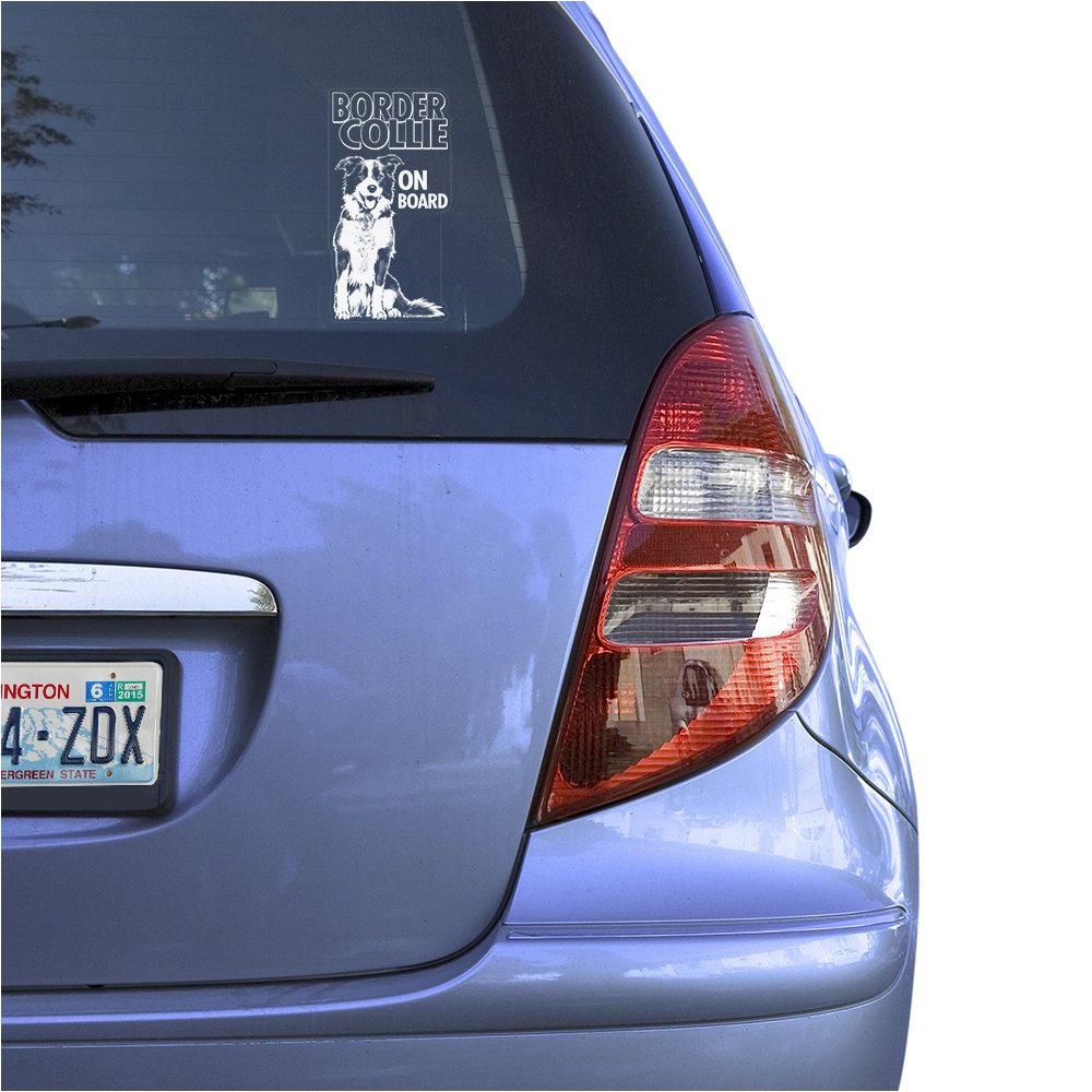 English Border Collie Clear Vinyl Decal Sticker for Window, Scottish Sheep Dog Sign Art Print
