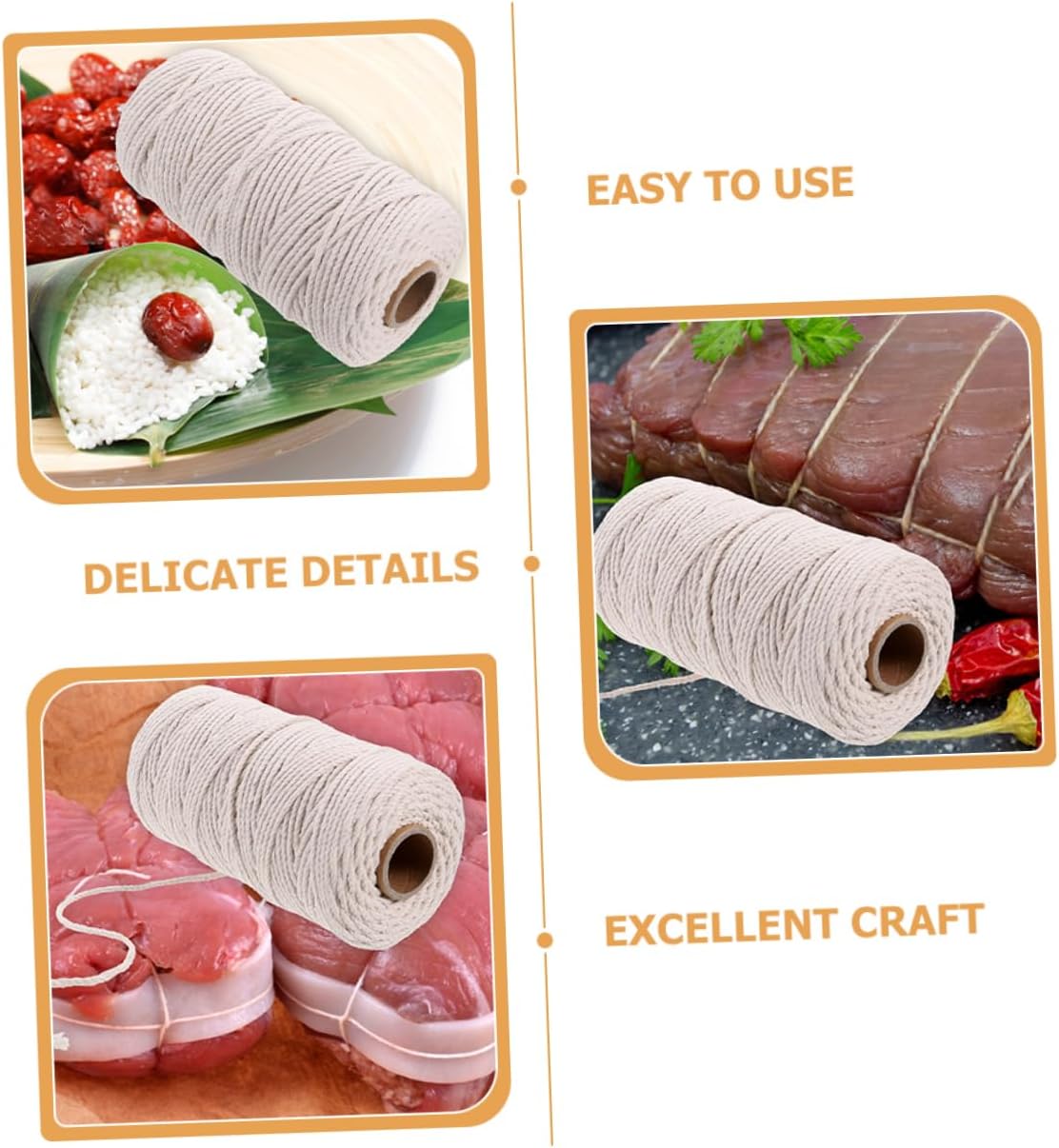Vaguelly 100m Butchers Twine 2 Rolls Cotton Cooking Twine for Meat Trussing Kitchen Roasting and Sausage Tying Sturdy and Adjustable Cooking String for Home Chefs