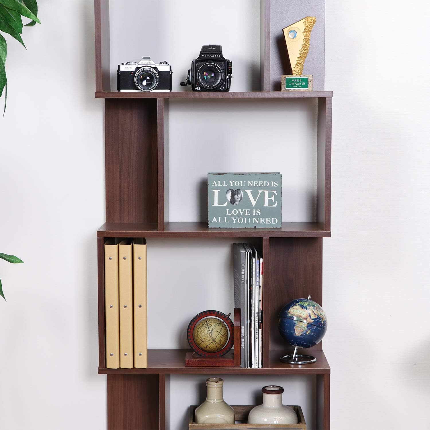 Fuji Boeki 98714 Open Rack, Display Rack, Width 23.2 inches (59 cm), Height 55.5 inches (141 cm), Medium Brun, 4 Tiers, Width 23.2 inches