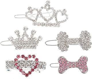 balacoo 5pcs pet Headgear Puppy Hair Clip Valentines Day Dog Headband Pet Dog Hairpins Dog Hair bobbles Dog Tiara Pet Grooming Accessories Spring and Summer Small Button Rhinestones Child