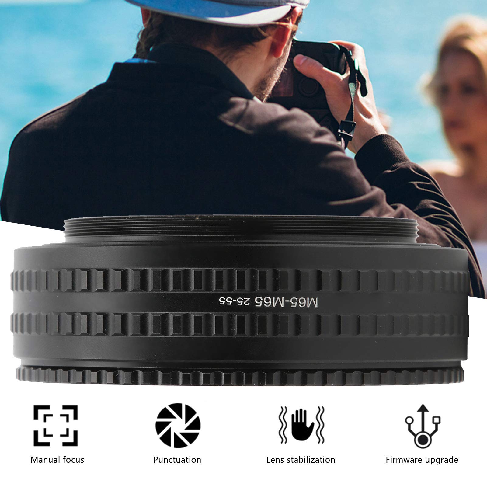 Zunate 25?55mm Focusing Helicoid Tube Adapter, Camera Macro Extension Lens Tube for M65?M65 Mount Lenses, Aluminum Alloy Variable Magnification Helicoid