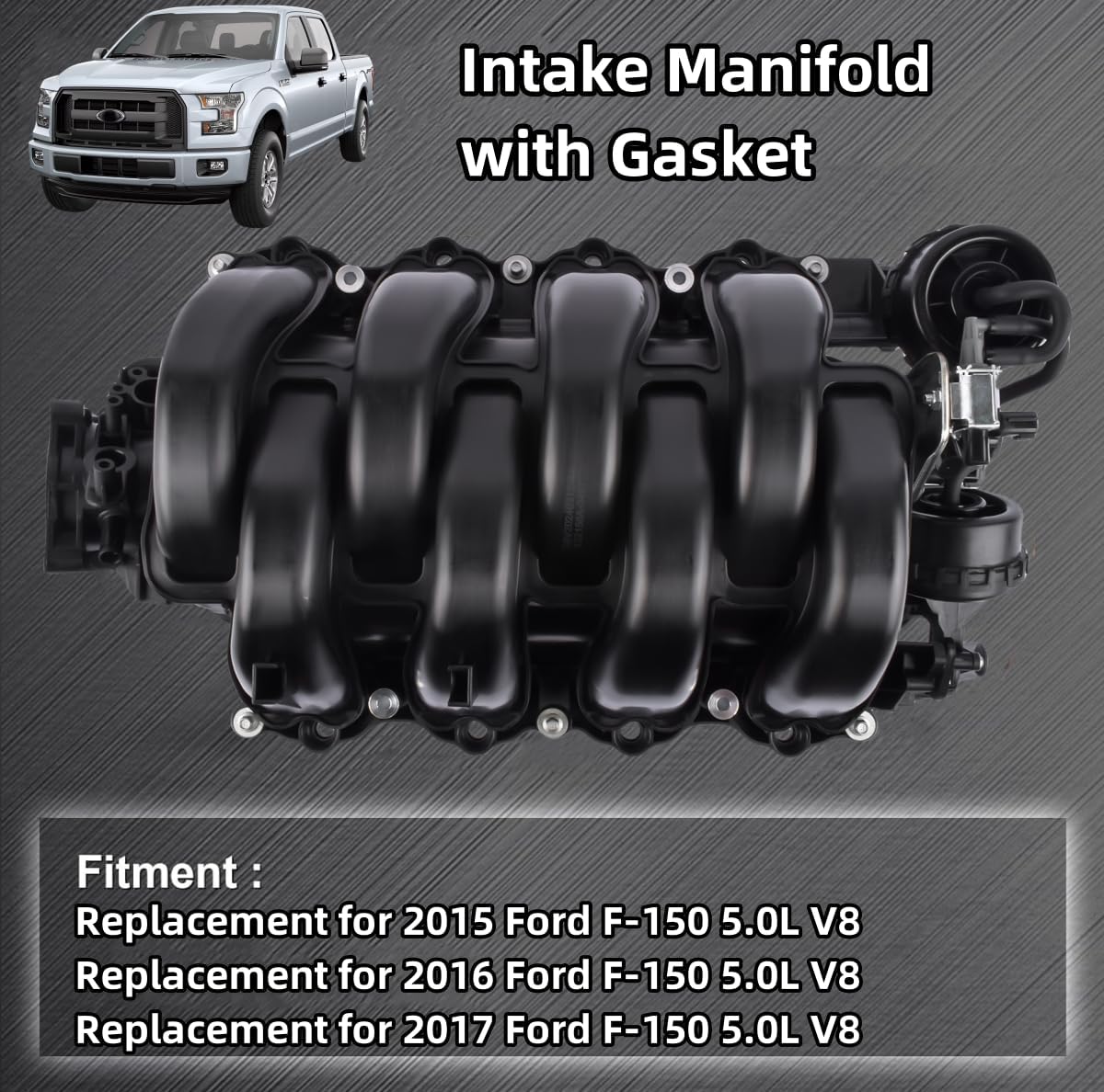 615-916 Engine Intake Manifold with Gasket Replacement for Ford F-150 5.0L V8 2015 2016 2017 OE Replace #FL3Z9424B FL3Z9424E FL3Z9424F FL3Z9424J Vahaha