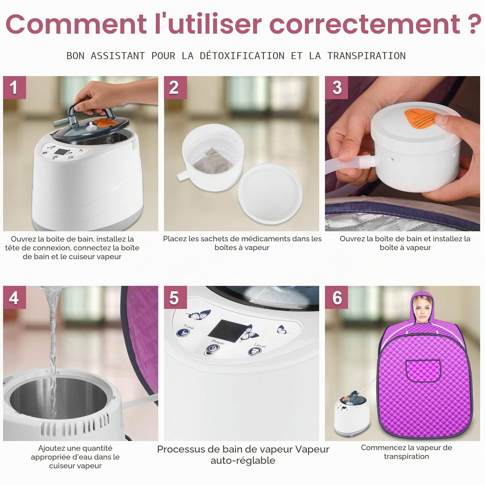 Sauna à Vapeur et Cabine, Tente de Sauna Portable Pliable avec Le Contrôleur de Température pour Bain de Sauna Détoxification Perspiration Thérapie Perdre du Poids