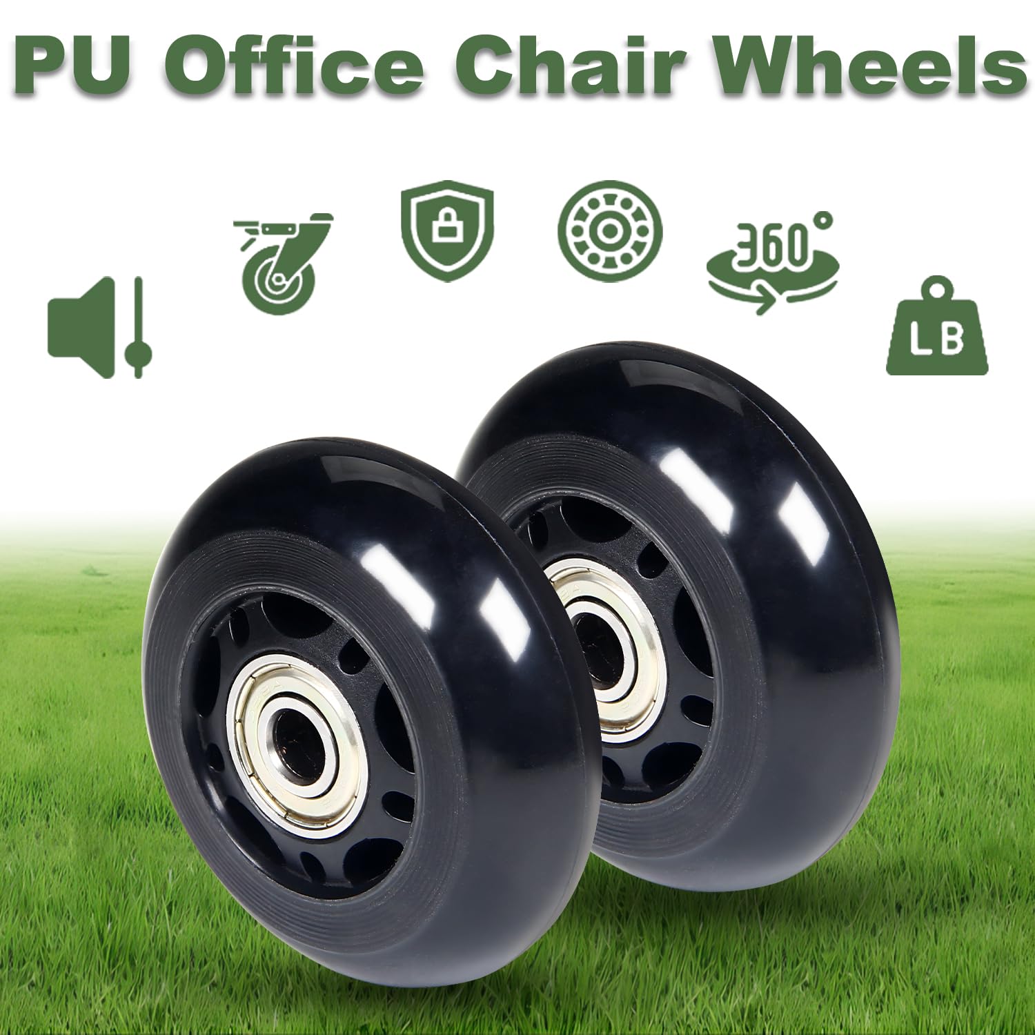 Ruedas giratorias para silla de oficina de 3 x 1 pulgadas, carrito de
