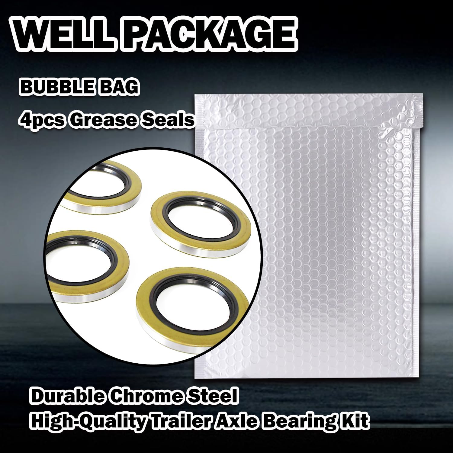 Double Lip Grease Seals 2.250''I.D x 3.371''O.D Replacement 010-036-00 (10-36) or 22333TB Spindle #42 Fits 5200-7000 lbs Trailer Axle Hub Wheel Grease Seals