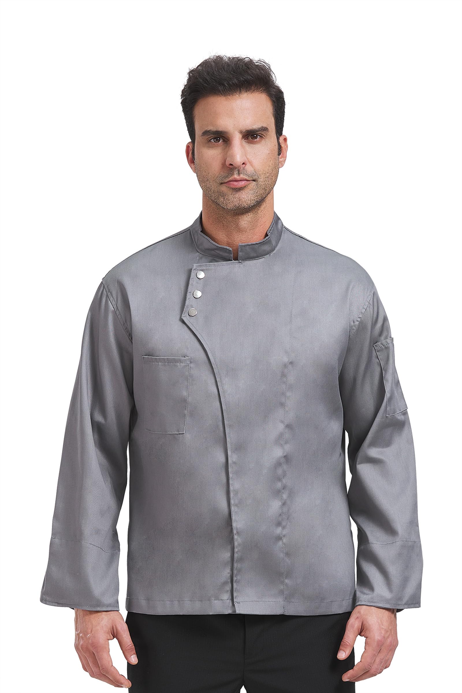 Nanxson Giacca da Chef Manica Lunga Giacche da Cuoco Uomo Donne Nero CFM0057
