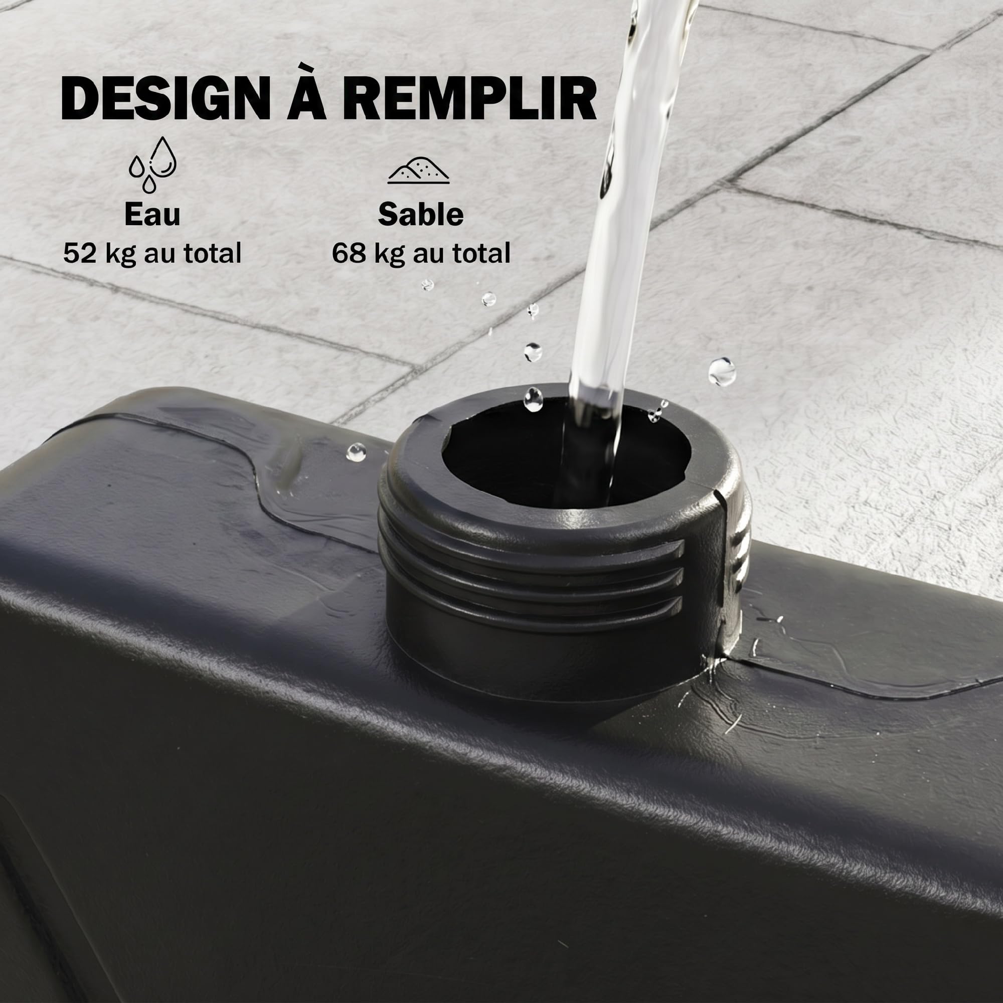 Outsunny Lot de 4 Dalles de Lestage pour Parasol 100L x 100l x 8H cm Noir
