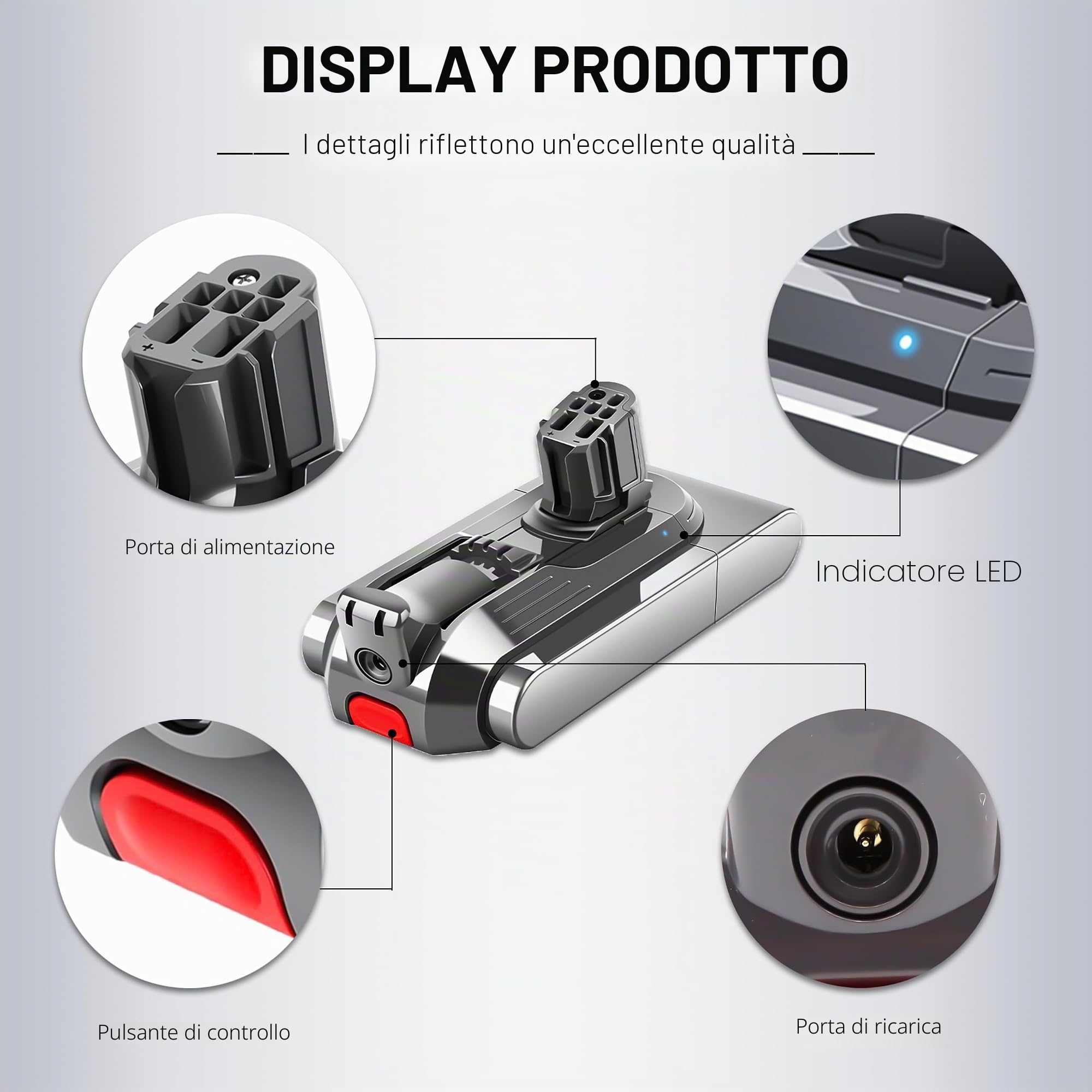 BLESYS Batteria di Ricambio per Dyson V12 Detect Slim Fluffy, Compatibile con 965470-01