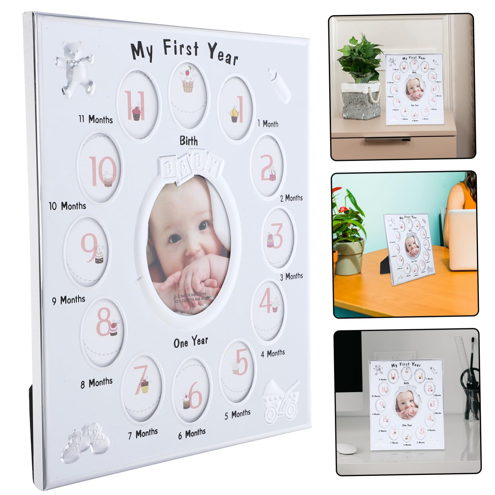 Marco de Fotos para Niña Marco de Crecimiento Infantil para Recién Nacido Soporte para Fotos de Cumpleaños y Recuerdo de Primer Año Regalo para Familias con Bebés