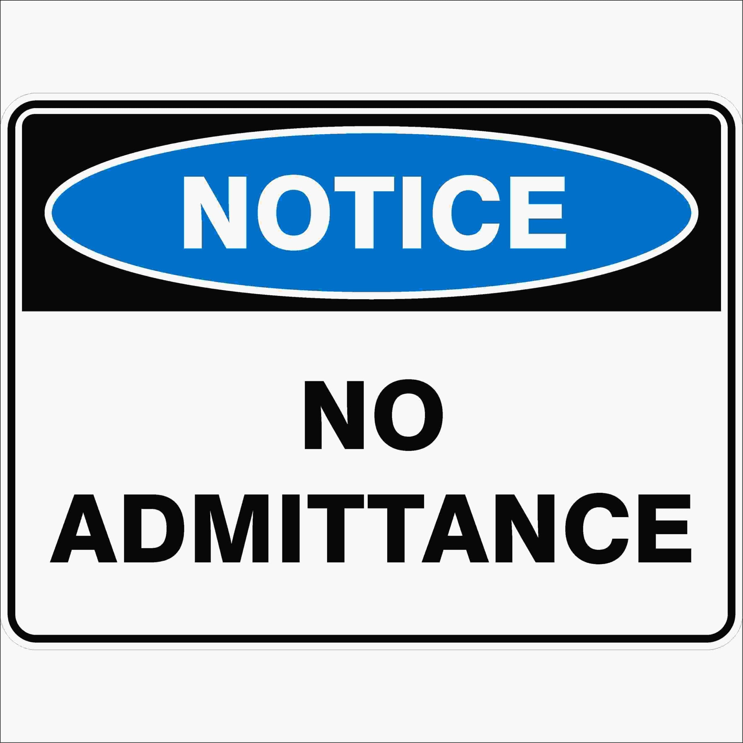 No Admittance Notice Signs Metal Tin Sign 8 x 12 inch for Industrial & Commercial