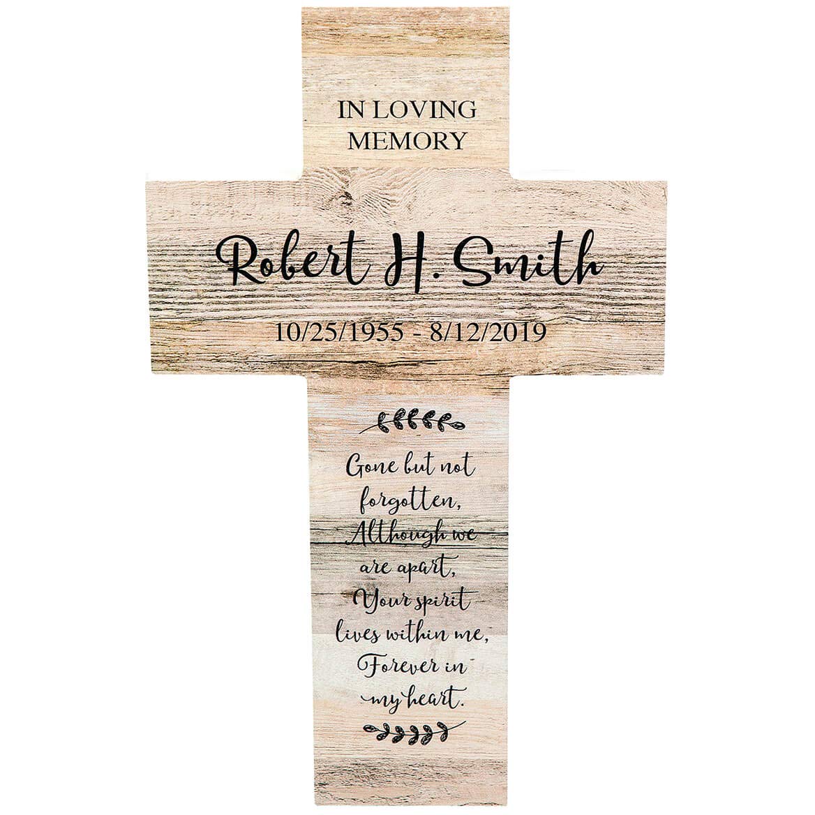 Fox Valley Traders Personalized Rustic Style Memorial Cross, in Loving Memory, Customized Remembrance Plaque, 9 ¾” x 6” x ¼”