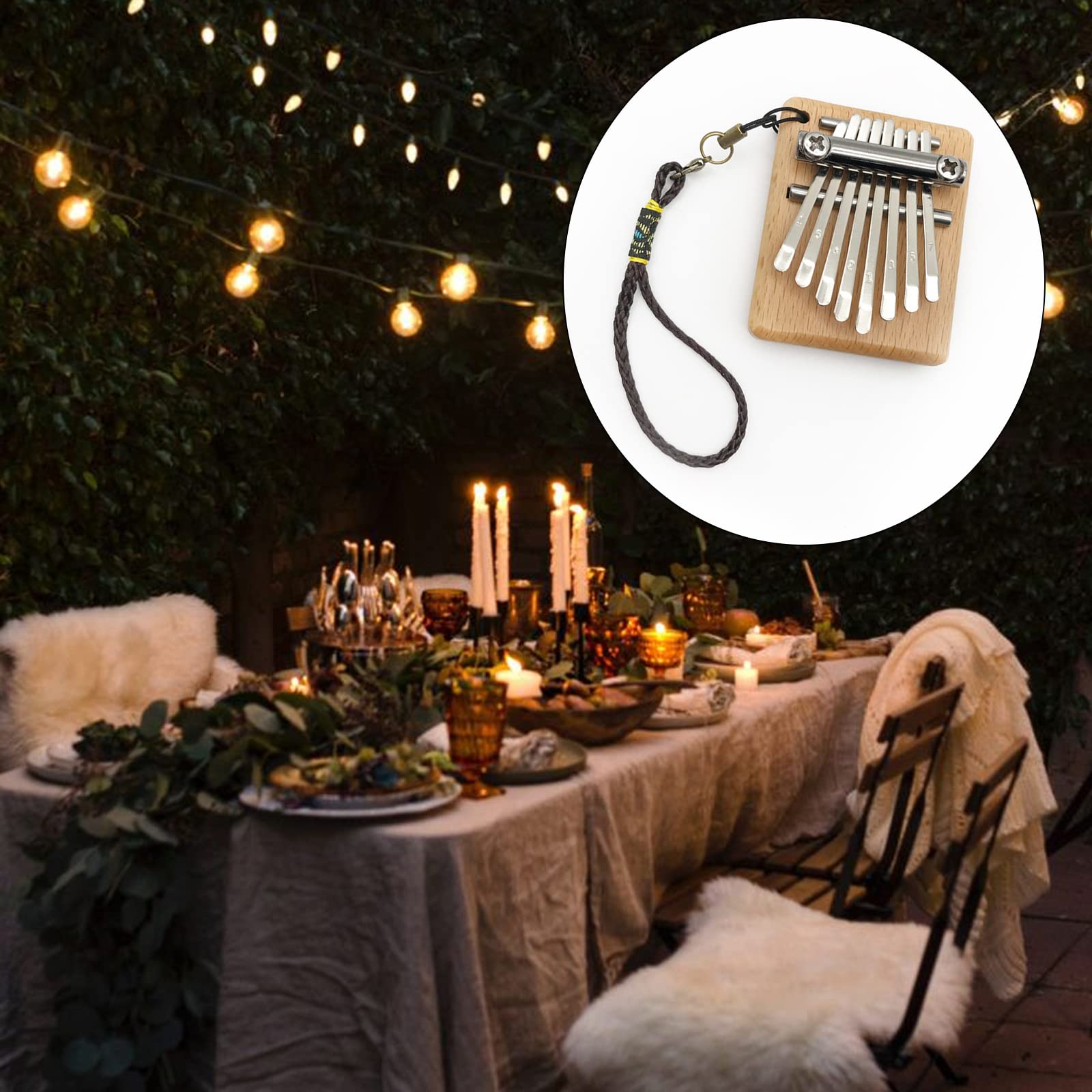 Kalimba en Bois Massif, Piano à Pouces, Marimba à 8 Touches, Mini Piano Portable, Cadeau de Noël et d'anniversaire pour Les Enfants, Les Débutants et Les Amateurs de Musique
