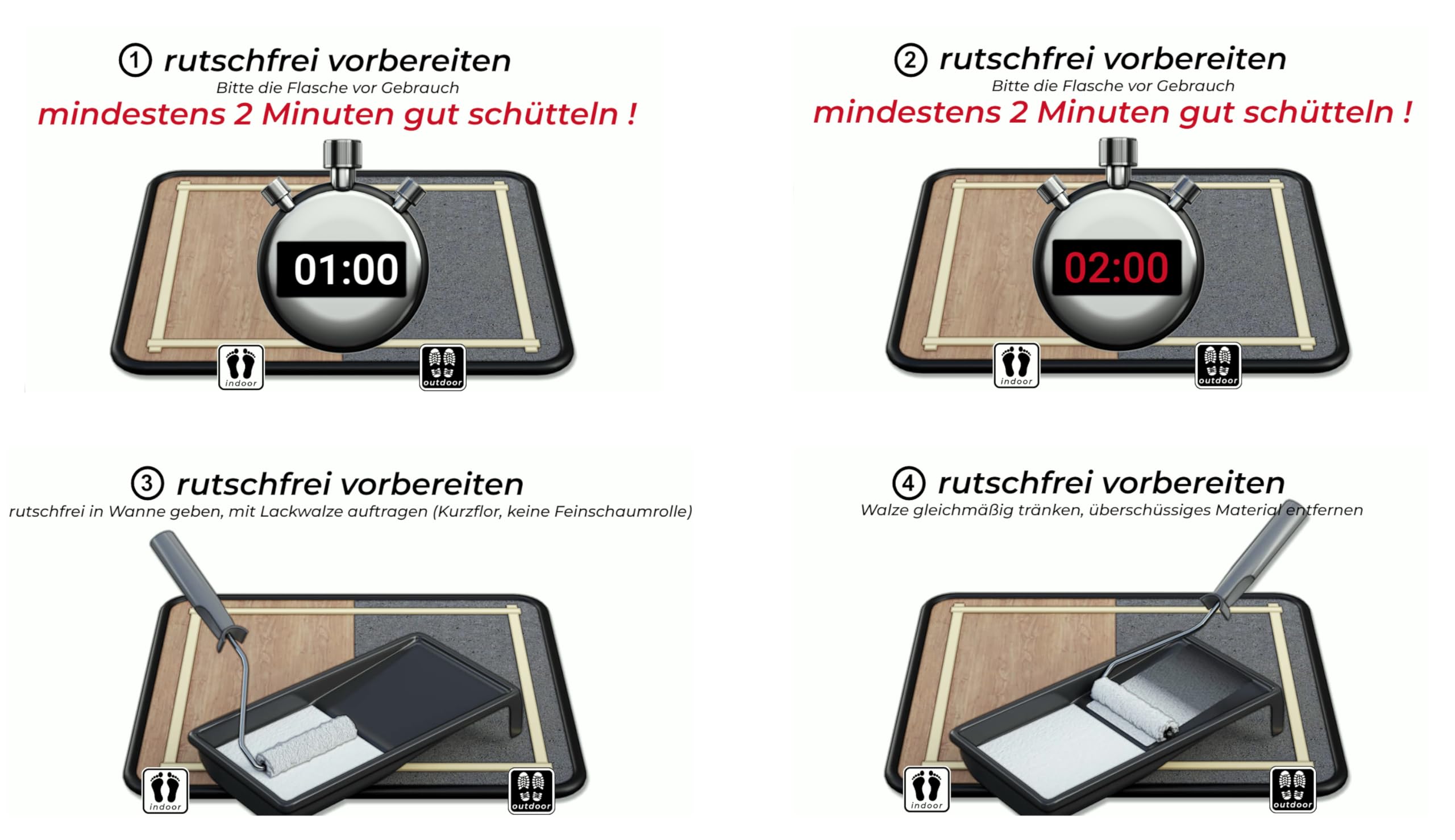 soft - transparente Antirutschbeschichtung für den Barfußbereich - Rutschschutz für Badewanne, Dusche, Fliese, Treppe, Holz, Terrasse und alle Oberflächen im Innen- und Außenbereich