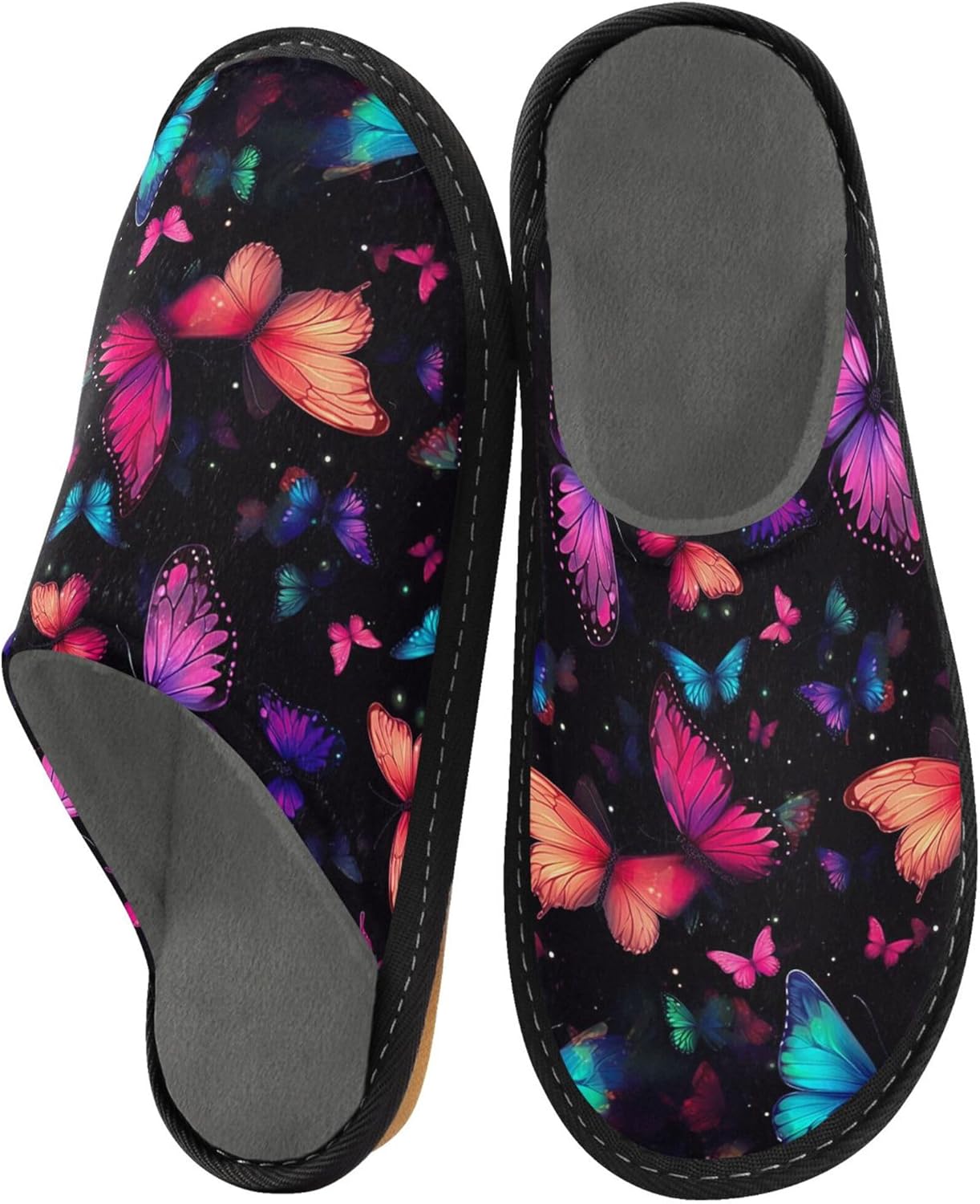 Butterfly House Slippers – Cozy Fuzzy Slippers for Guests, Washable & Disposable, Perfect for Shoeless Home, Spa & Hotel Use A111210