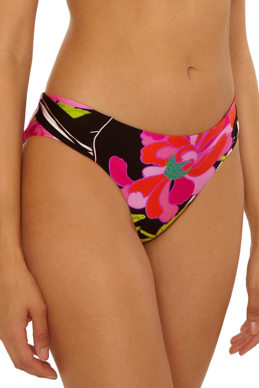 Trina Turk Women's Bougainvillea Tab Side Hipster Bikini Bottom, Floral Print, Cheeky Coverage, Swimwear Separates for Women