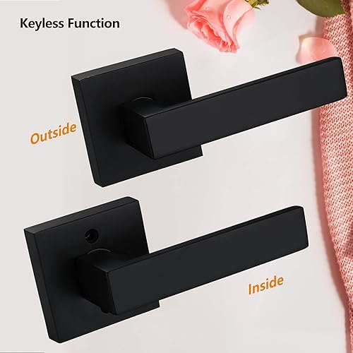 Miniatura 5 de NEWBANG Manija de palanca de puerta sólida con acabado negro mate