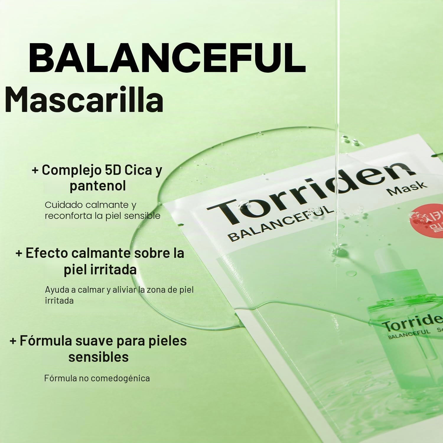 BALANCEFUL - Mascarillas faciales de Cica (10 hojas) – Máscara facial con infusión de centella kola para calmar, equilibrar y nutrir con ácido hialurónico centella asiática y pantenol