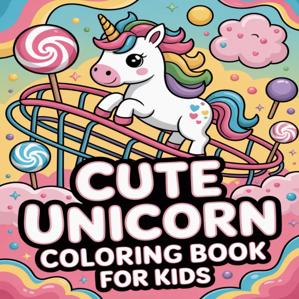 Cute Unicorn Coloring Book for Kids Ages 4–8 | Magical Rainbows, Sparkly Adventures & Easy Coloring Fun: Step into a magical world of adorable unicorns, rainbows, and easy-to-color fun!