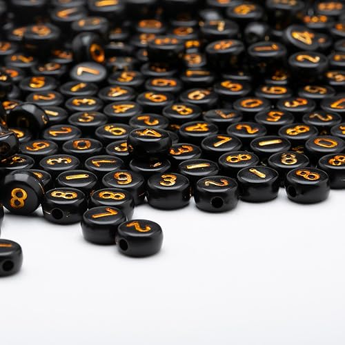 Miniatura 4 de 1000 cuentas de números acrílicos del 0 a 9 cuentas de números redondos de 0.157 x 0.276 in, cuentas de números mixtos para fabricación de joyas y