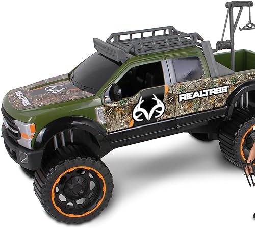 Miniatura 4 de NKOK Realtree - Juego de 10 piezas de juego a escala 118, RT Ford F-250 Super Duty con Polaris Ranger en remolque y accesorios (portaequipajes,