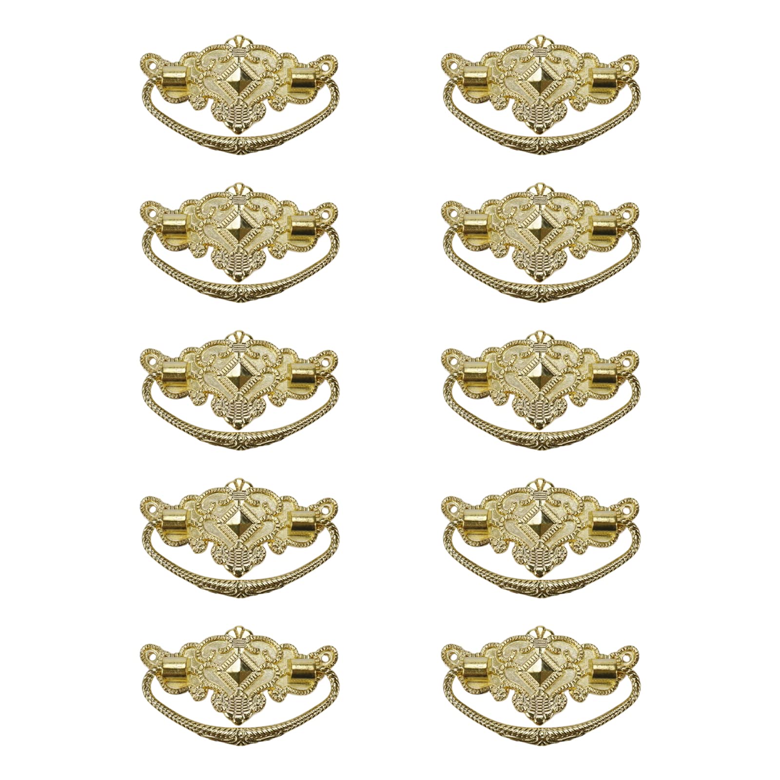 FarBoat 10pcs Vintage Style Bail Handles Gold Tone Decorative Drop Pulls for Doors Furnitures Woodboxes (Overall 72x43mm Hole Centers 62mm/2.44")