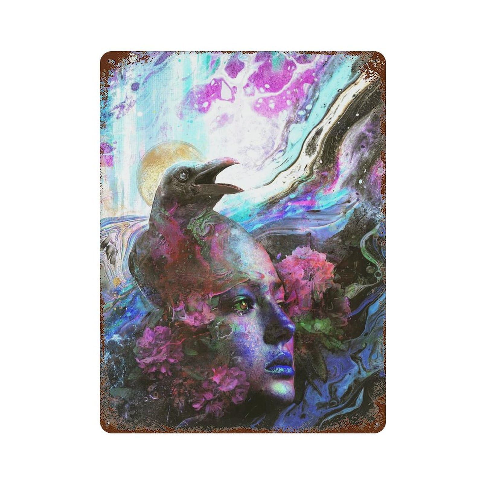 Raven Memories 15.7"x11.8" Decorative Tin Sign, Retro Wall Decor for Bistro, Counter And Cafe Decor