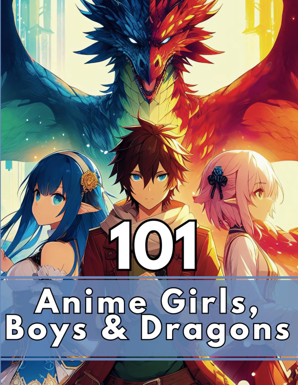 101 Anime Girls, Boys & Dragons - Coloring Book for Adults and Teens - Bring Legendary Scenes to Life: Manga and Anime Art - color more than 100 anime characters - fun & cute