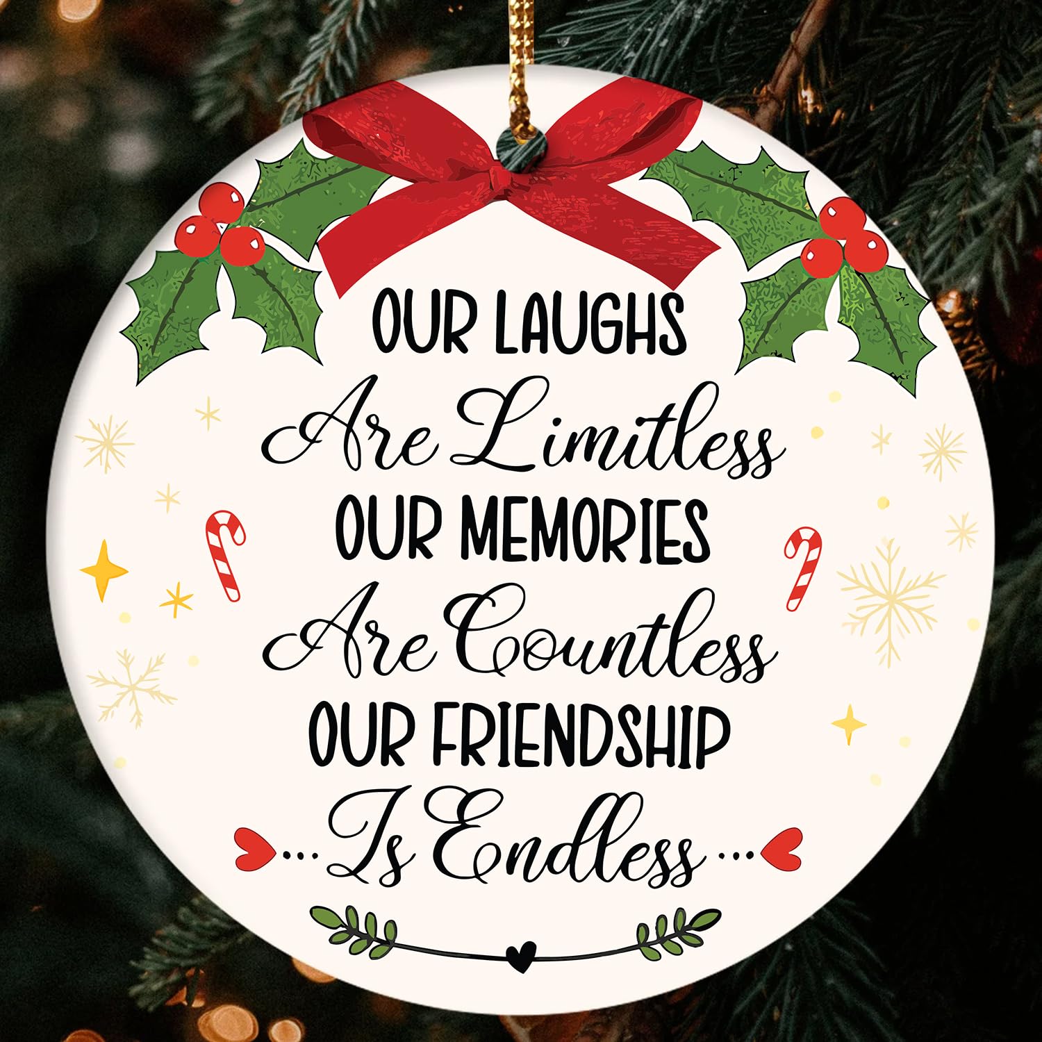 NewEleven Our Friendship is Endless - Friends Christmas Ornaments, Gifts For Women, Men, Bestie, BFF - Friendship Gifts, Besties Ornament - Christmas Bauble