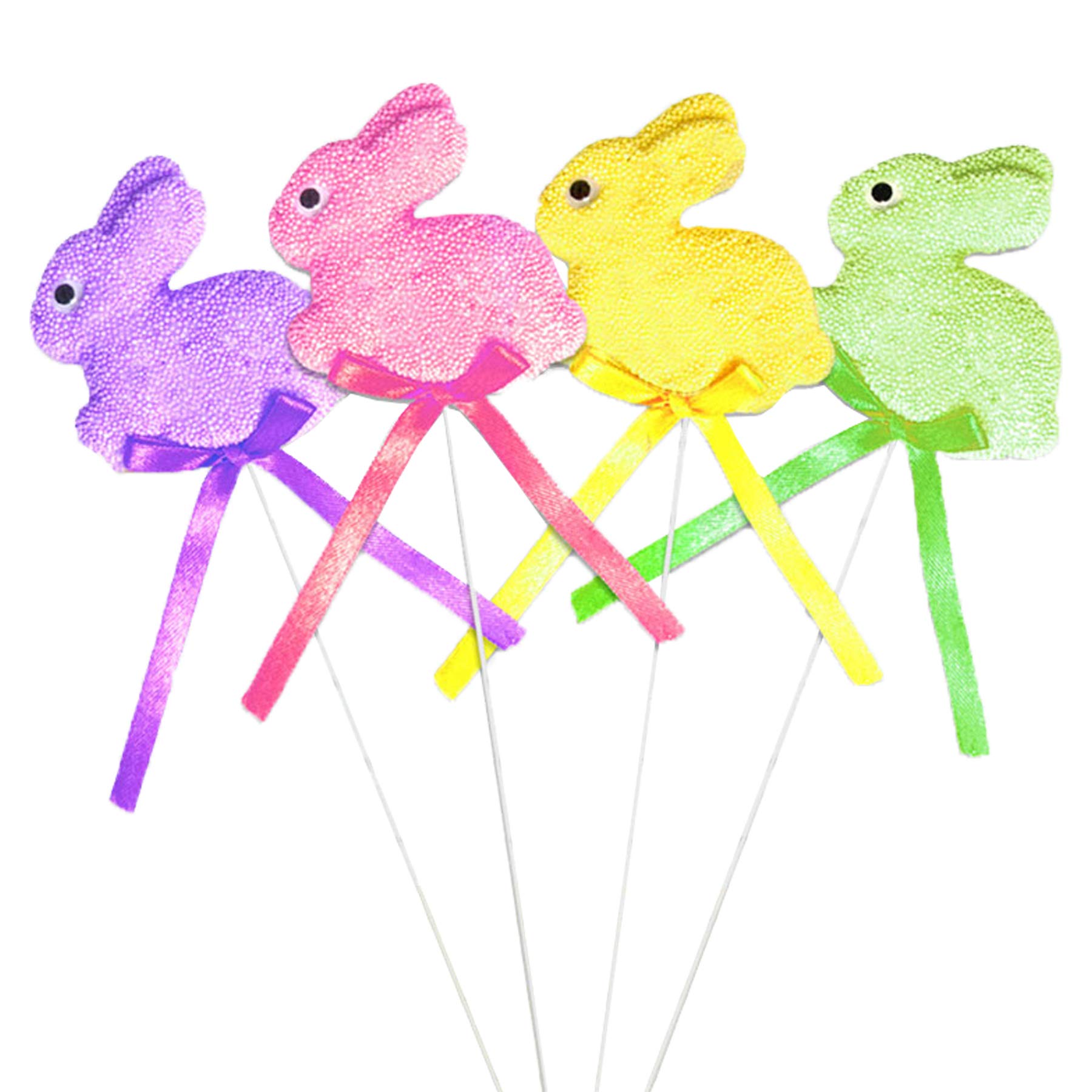 Fun Machine Easter Decorations, Chicks or Bunnies Great Arts and Crafts - 4 Pack Bobbly Bunny Picks