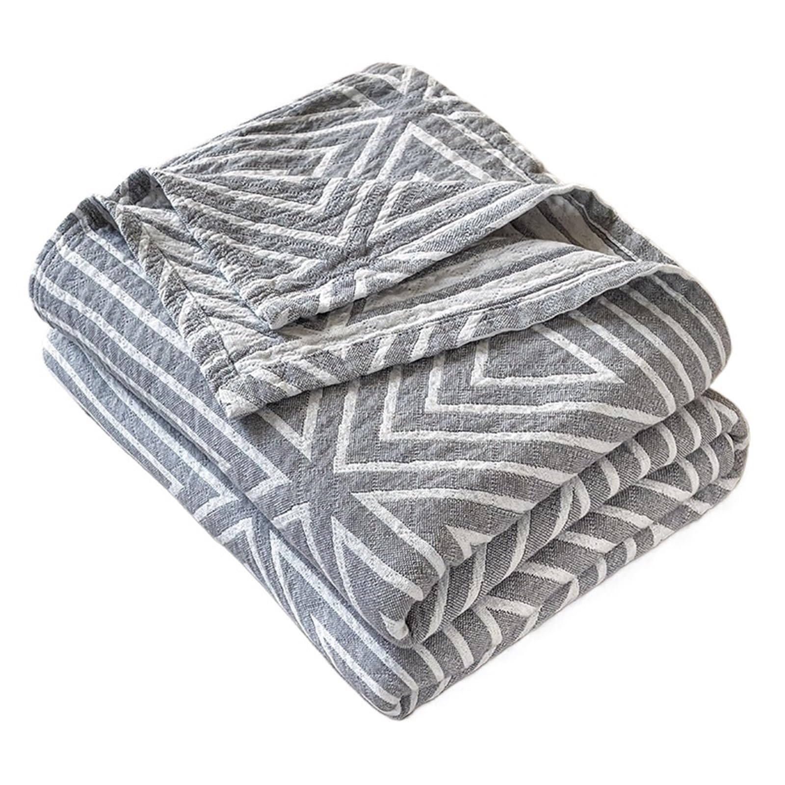 BAYNOPURIN Sofa Blanket Washed Cotton Towel Quilt - 3-Layer Gauze Thin Summer Cooling Blanket for Office Nap Sofa Throw