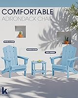 Vista 163 de KINGYES - Silla Adirondack plegable, sillas de patio de polietileno de alta densidad para todo tipo de clima, silla de césped con textura de madera