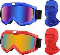 Vista 17 de Gafas de motocross para motocross, paquete de 2 gafas de motocross con protección solar y UV, pasamontañas, cubierta completa para jóvenes